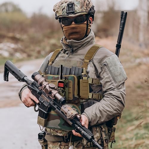MOZETO Tactical Chest Rig, 1000 Denier Cordura Nylon Fabric Molle Micro Chest Rigs with 5.56/7.62 Magazine Pouch Holder