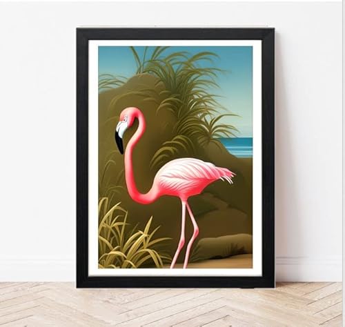 Impresión de flamenco rosa, ilustración de pájaro de estilo vintage, imagen de pájaro exótico, arte de pared de pájaro americano, bar de baño, conservatorio, vida silvestre (A4 solamente)