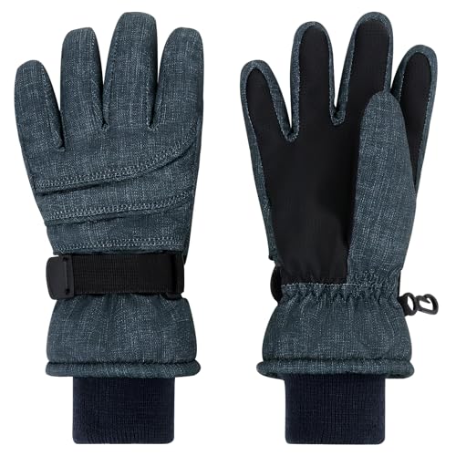 Image of Duoyeree Kids Waterproof Ski Gloves Warm 5-Fingered Winter Accessories for Boys & Girls Aged 4-13.