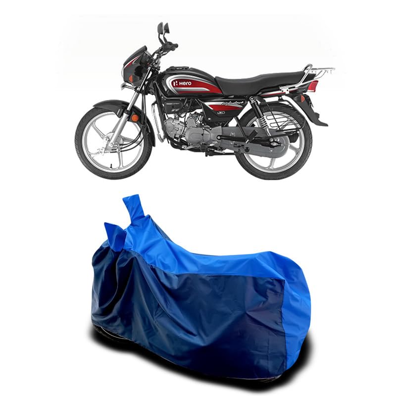 Image of DUFFEL-Two Wheeler Bike Body Cover Compatible for Hero Splendor+ New Heat Protectio /UV-Rays /Birds Dropping /DustProof /Waterproof All Variants [Nevay Blue]