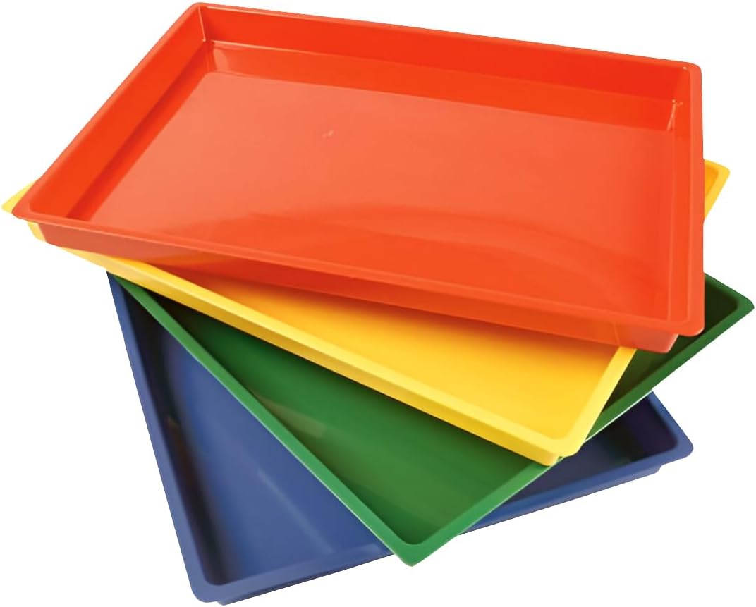 EDX-770 Messy Trays, Set of 4 Hard Plastic Trays, Multi-Color
