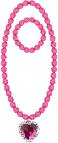 Miniatura 5 de Minelife Juego de 4 juegos de joyería de princesa, collar de princesa, collar de princesa, collar de disfraz para fiesta, regalo de cumpleaños,