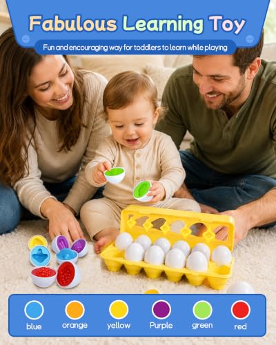 Image of Tinabless Matching Eggs, Fruit and Vegetable Matching Toy for Toddlers 1-3 | Fruit & Vegetable Recognition, Matching Skills, Fine Motor Practice, Learning Puzzle for Toddlers 18 Months+