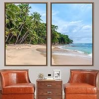 2 Piece Framed Canvas Wall Art Coastal Beach Canvas Prints Home Artwork Decoration for Living Room,Bedroom - 16