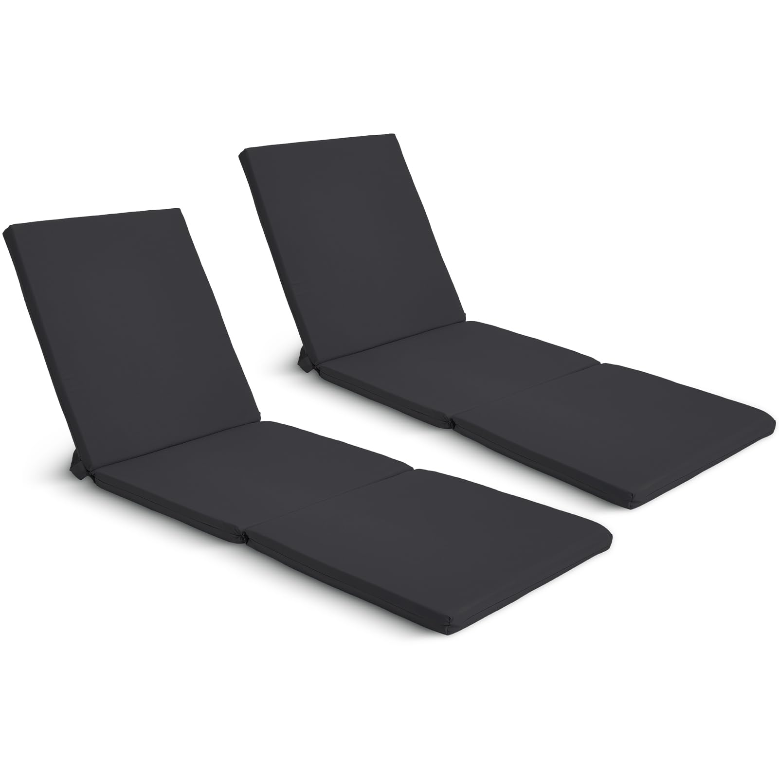 Warmiehomy Sun Lounger Replacement Cushions 2 Packs, 182x58cm Waterproof Recliner Garden Chair Cushions with Anti-slip Strap & Removable Cover, Sunbed Cushion Only for Indoor Outdoor Use(Black)