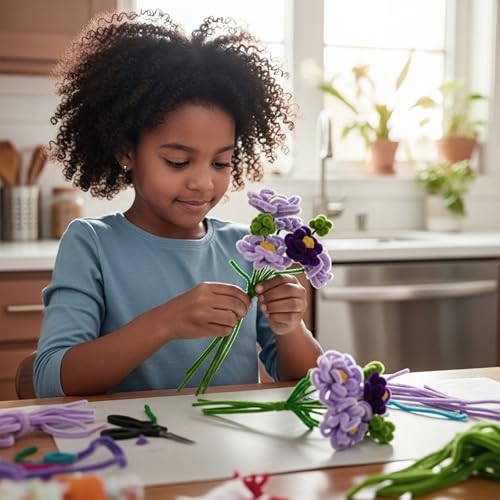 Image of Caydo 200 Pieces Purple Pipe Cleaners for Flowers | Craft Chenille Stems for DIY Art Creative Crafts Party Home Decorations (12 Inch x 6 mm)
