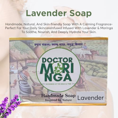 Image of Herbal Handmade Bathing Soap 100gm (4 Piece) | Lavendar Soap for Deep Cleansing | Removes Dirt & Impurities | No Mineral Oils | Suitable for All Skin Types