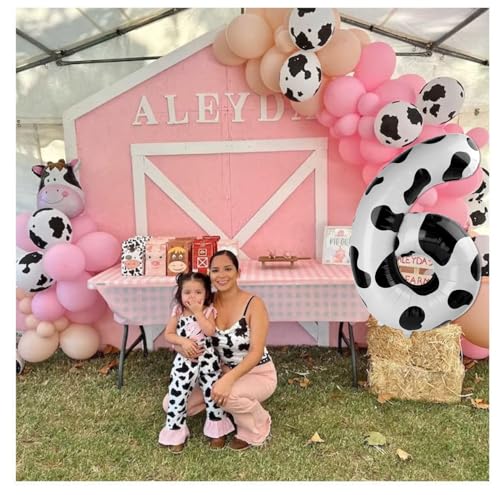 Cow Print Number 16 Balloon 40 inch, 16 Number Balloons, 16th Cow Farm Barnyard theme Birthday Decorations for Girls Boys Kids, 16 Year Old Party Supplies - 5