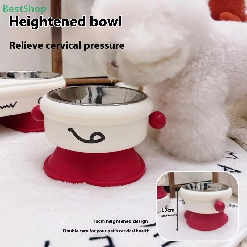 Image of PetVogue Cat Bowl Elevated, Raised Cat Food Bowl, Tilted Cat Dish for Food and Water, Water Bowl for Cats or Small Dogs, No Spill, Dishwasher Safe