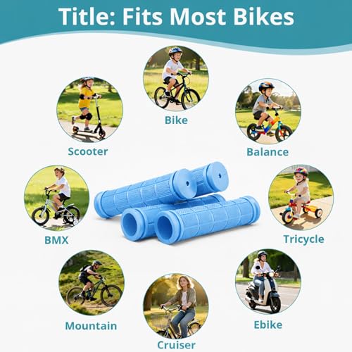 Image of CHUNZEXI 4 PCS Bike Handlebar Grips, Rubber Bicycle Bar Grips Replacement, Non-Slip Handle Grips for Kids Bikes, Scooters, BMX, Mountain & Cruiser Bikes