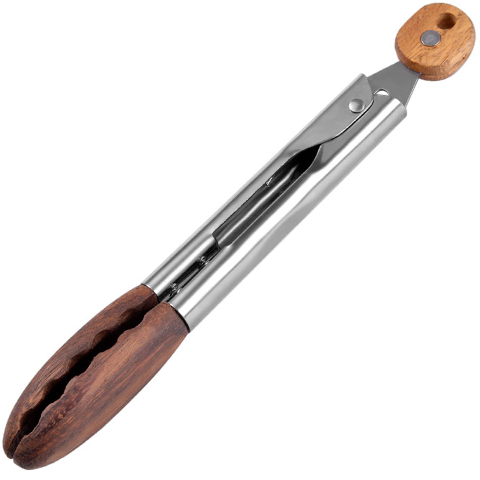 CRFFZ Nonstick Stainless Steel and Wood Tongs Sturdy Food Serving Tongs Ideal for Barbecue and Salad Preparation Kitchen Utensils