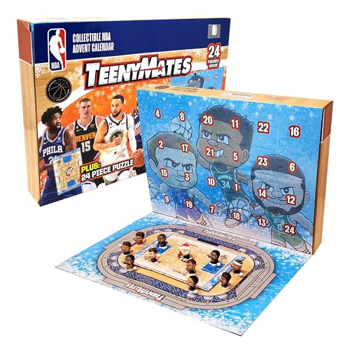TeenyMates NBA Basketball Advent Calendar, with 24 Surprise Action Figures, 2024 Official NBA Basketball Countdown Calendar for Kids & Fans