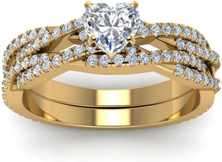 10K 14K 18K Gold Moissanite Engagement Rings Set, 1.75ctw Heart-cut Infinity Twisted Bridal Rings Sets Wedding Engagement Anniversary Ring Set with Name Engraved Women Jewelry