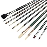 Silver Brush Limited CH-9910 Christopher Remmers 10pc Essentials Oil Paint Brush Set, Filberts, Rounds, Cats Tongue, Grass Comb, and Sky Wash Professional Artist Paint Brushes, Short and Long Handle