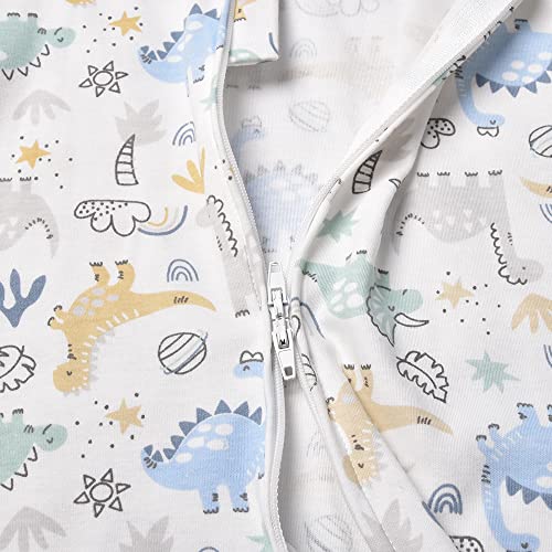 Feidoog Baby Boys Girls 2 Pack Long Sleeve Cartoon 2-Way Zipper Romper One Piece Jumpsuit Outfits,Animal,9-12M #TOP4