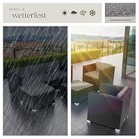 tectake® Poly Rattan Lounge, Outdoor Sitzgruppe, Set mit Sofa, 2 Sesseln, Hocker, Tisch, frei kombinierbar, Gartenmöbel für 5-6 Personen, für Garten Terrasse Balkon, inkl. Polster - schwarz – Ansicht 7