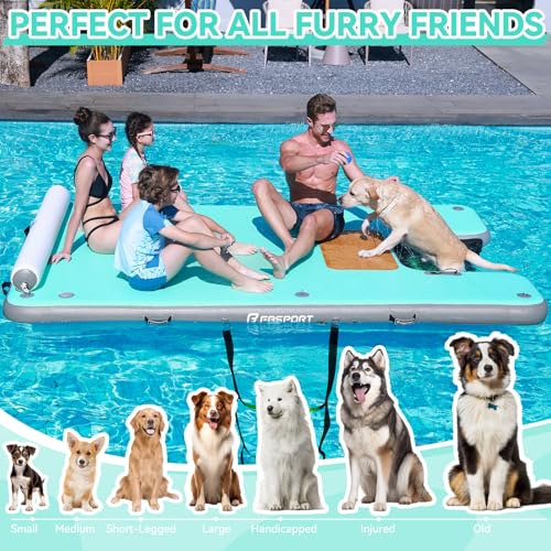 FBSPORT 8FT/10FT Inflatable Floating Dock with Dog Boat Ramp by FBSPORT - Used condition - Image 5
