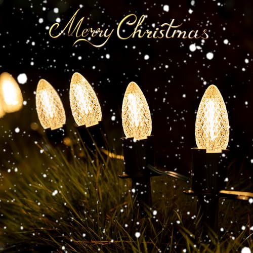 GAGALIFE 29Ft C9 Christmas Pathway Lights Outdoor - 25 LED Lights with 25 Marker Stakes for Walkway, Waterproof Plug in C9 Christmas Light Outdoor for Driveway, Yard, Lawn Decorations, Warm White by GAGALIFE - Used condition - Image 3