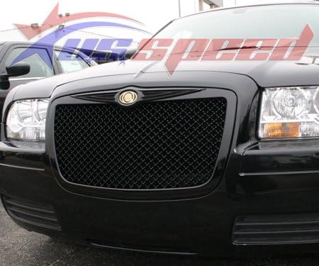 Amazon クライスラー300 300c ブラックメッシュスタイルグリル エンブレム付き グリル 車 バイク