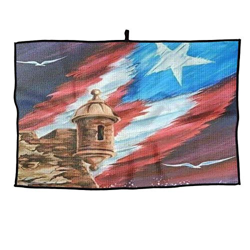 CUTEDWARF Puerto Rican Flag Painting Golf Towel Athlete Sports Fitness Towel Sweat-Absorbing Soft 23.615 in