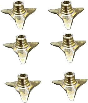 Brass Wick Holder for Oil Lamp/Cotton Pooja - Fits All Type Diyas/Deepak/Cup/Plate/Pramida/Stand for Batti/Multipurpose (Pack of 6)
