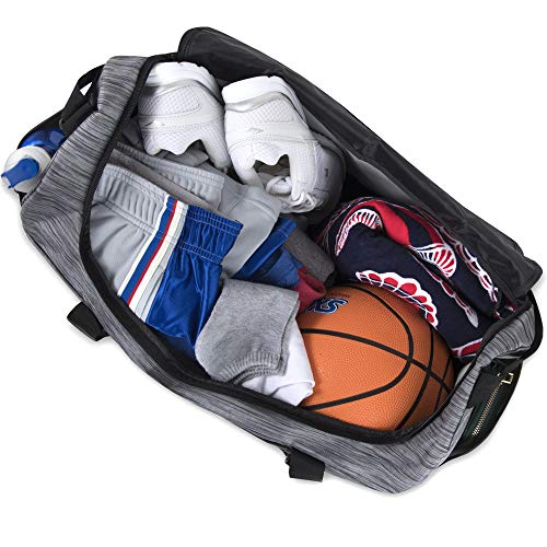 35 Liter 23 Inch Duffle Bag - Large Canvas Weekender Duffle Bags for Men, Women for Travel, with Shoes Compartment (Heather Grey)