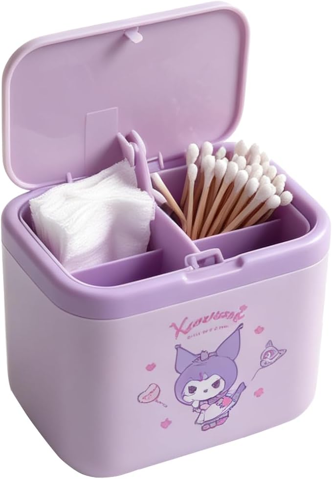 Girl's Storage Box,4 dividers Canister Jar Set,Bathroom Jars with Lids Set for Cotton Swabs, Balls, Pads, Floss Picks