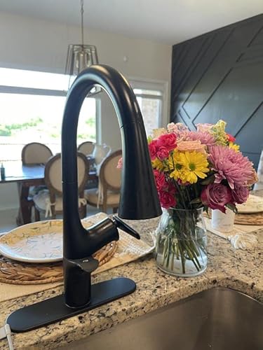 Kohler Safia 1-Handle Pull Down Sprayer Kitchen Faucet With Integrated Soap Dispenser In Matte Black #TOP7