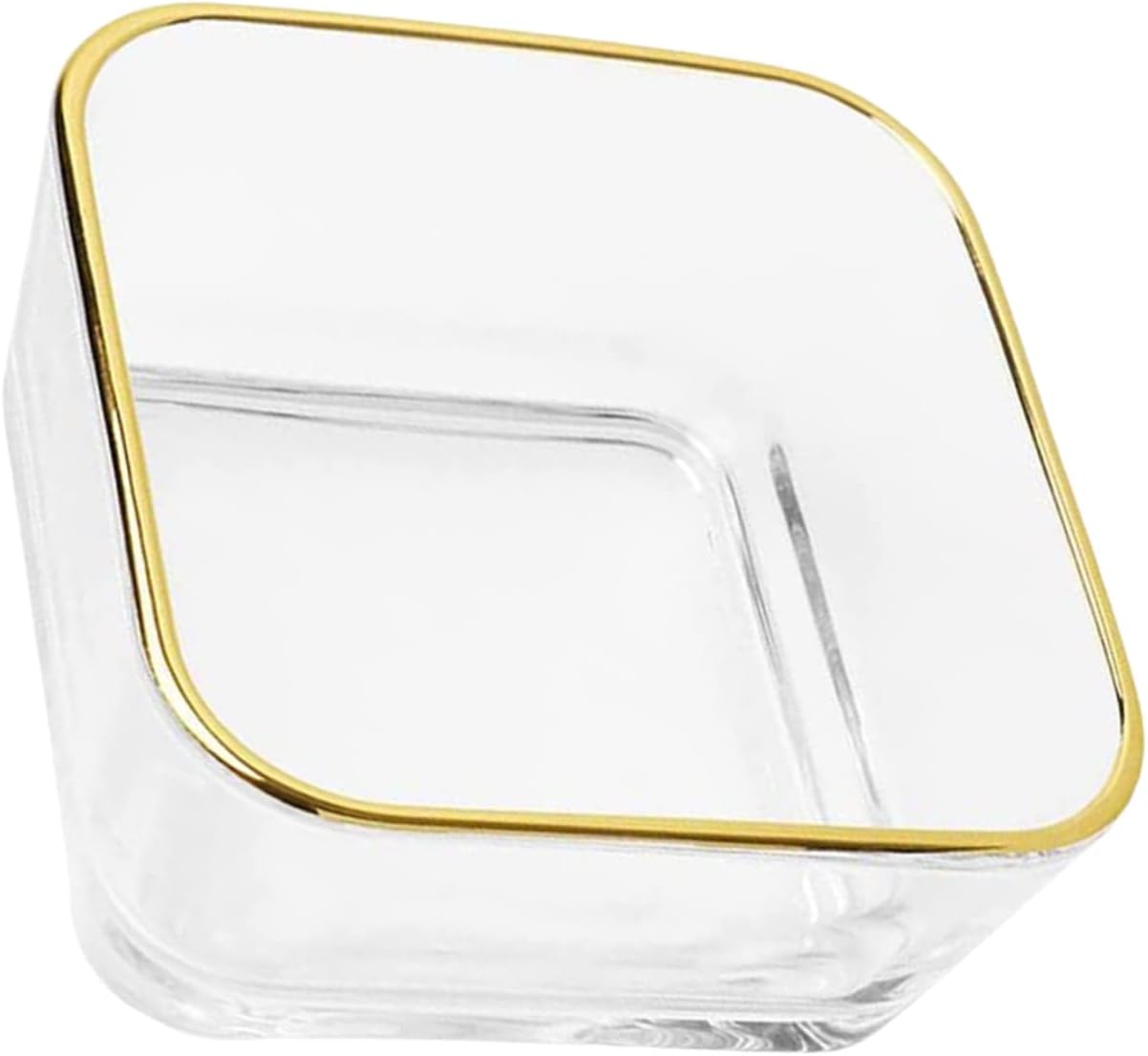 Gold Rim Paper Clip Holder Clear Glass Organizer for Desk Paper Clip Dispenser Versatile Storage for Office Supplies for Home School Use