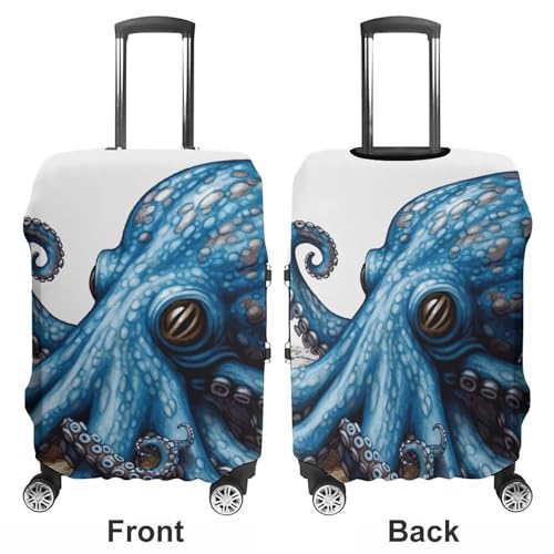 Blue Octopus Travel Luggage Cover Anti-scratch Suitcase Cover Elastic Suitcase Protective Cover Fits 19-32 Inch Luggage S3