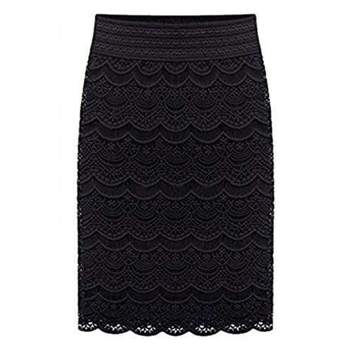 AOMEI Women s Lace High Waist Pencil Skirts Black Size XL