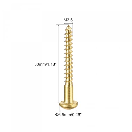Tornillos de madera M3.5 x 30 mm cabeza ranurada redonda 50 unidades miniatura 2