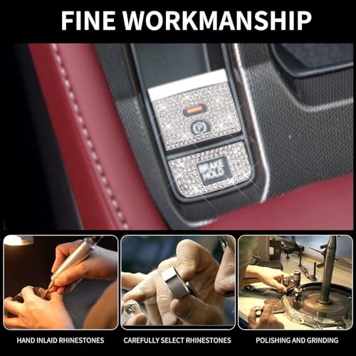 Image of Bling for Honda Car Accessory Electronic Brake and Automatic Parking Button Box Sticker Fit for 11th Gen Honda Accord Civic CR-V 2024. (Silver 8)