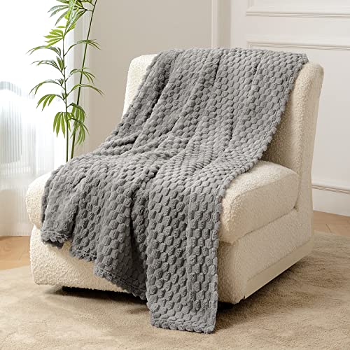 FY FIBER HOUSE Fleece Kuscheldecken, extra weiche Flauschige Decken, leichte, gemütliche Mikrofaser Sofadecke/Wolldecke für Büro, Sessel und Camping, 130x150cm, Gräulich