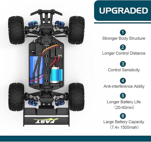 Image of RC Cars, 4WD Off Road Monster Truck, 35KM /H High Speed Remote Control Car for Kids Adults 1:18 Scale 2.4GHz All Terrain RC Truck (Multi)
