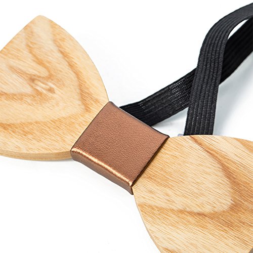 Durui Handmade Customized Solid Wood Bow Tie Creative Wedding Wooden Bowtie With Gift Box (Fraxinus+Leather Special) #TOP3