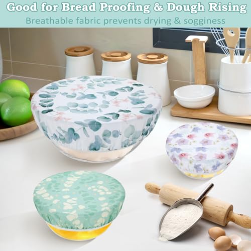 Revahope 5-Size Reusable Beeswax Bowl Covers for Bread Proofing, Cotton Cloth Flexible Beeswax Wraps for Food Storage