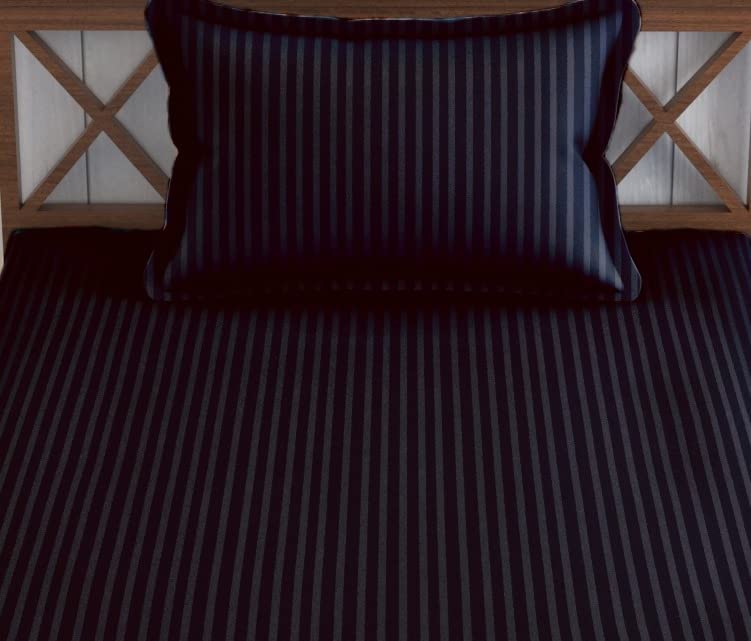 Image of Prime Collection 260 TC Combo Pack of 2 Single Sized (90x60) Satin Striped Bedsheet with 2 Pillow Cover Long Lasting Single Bedsheet for Hotel, Hospital and Home Use