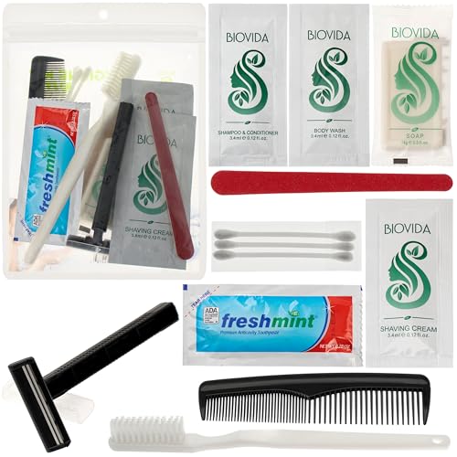 Moda West 96 Hygiene Kits – Bulk Case of Wholesale Basic Toiletry Kits for Men, Women, Travel, Charity 12 Pc Kit, Unisex, Compact Travel Essentials, Ideal for Donations Homeless Shelters Bathroom