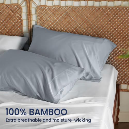 Image of Mush Bamboo Pillow Cover Set of 2 | 100% Bamboo Pillow Cover for Hair and Skin | 250 TC | Breathable, Silky Soft and Envelope Pillowcases | 17 inchx27 inch (250 TC, Light Grey)