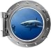 12" Porthole 3D Window Wall Sticker Shark #5 SILVER Port Scape Decal Ocean Sea Fish Kids Room Decor Wall Art Removable Fabric Vinyl