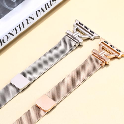 Vamyzji Compatible with Apple Watch Strap 42mm(Series 11 10) 41mm 40mm 38mm,Slim Magnetic Milanese Mesh for Apple Watch Series 11 10 9 8 7 6 5 4 3 2 1 SE - Image 3