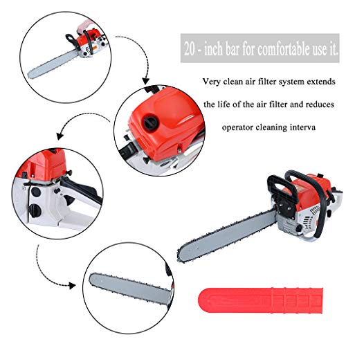Arrived in 2-7 Days, 52CC 2-Cycle Gas Powered Chainsaw 20 Inch Bar Handheld Gasoline Chainsaw Cordless Petrol Chain Saw Aluminum Crankcase Chainsaw for Farm, Garden and Ranch