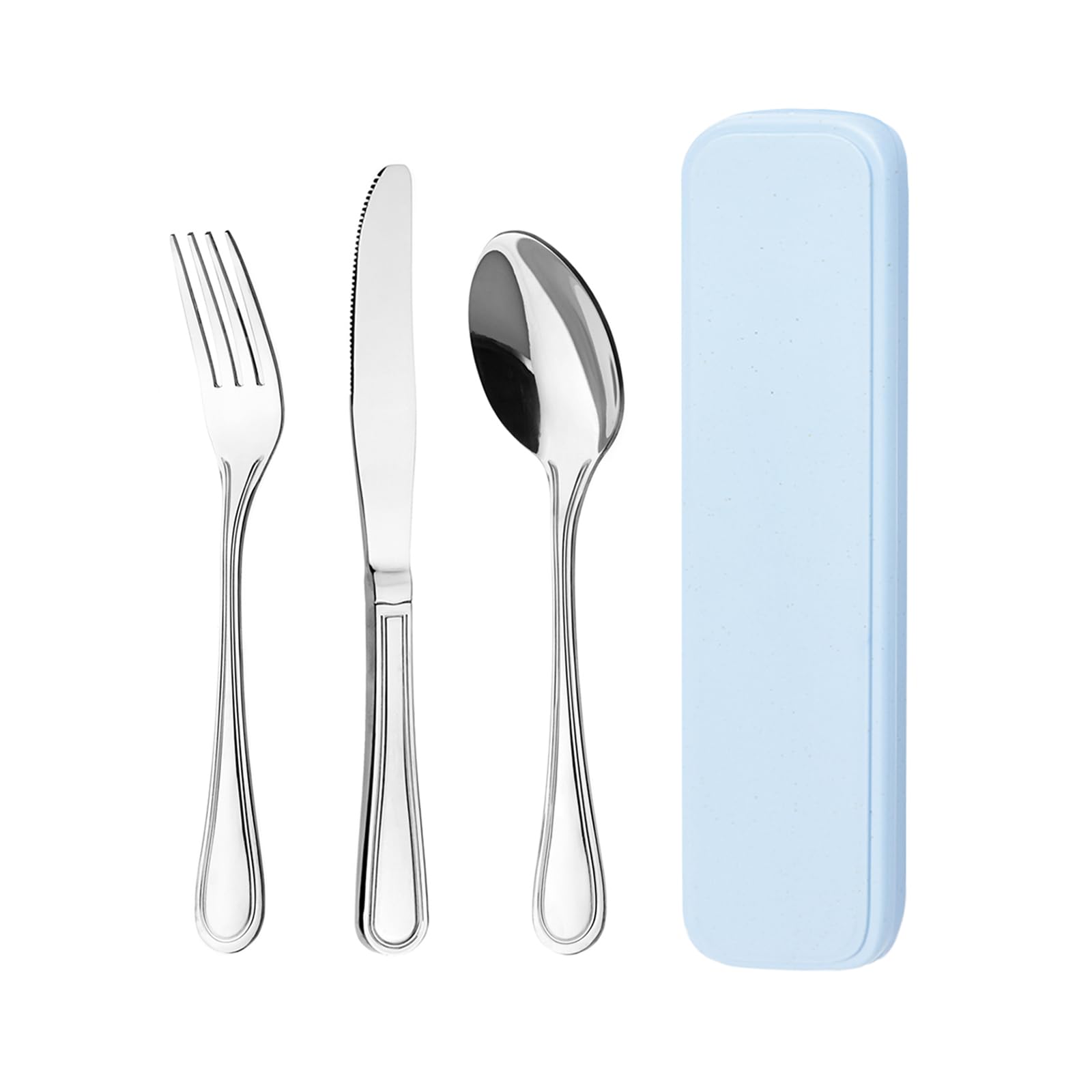 Cutlery Set Travel Portable Knife Fork Spoon Set with Case - Stainless Steel Camping Picnic Lunchbox Cutlery Sets for 1 - Reusable Dishwasher Safe