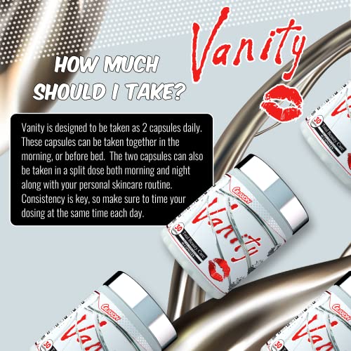 Glaxon Vanity Total Beauty Care, 60 Capsules, Hair Skin, And Nails Vitamins For Women And Men With Biotin 5000Mcg, Hyaluronic Acid, Vitamin E, And Red Orange Complex #TOP6