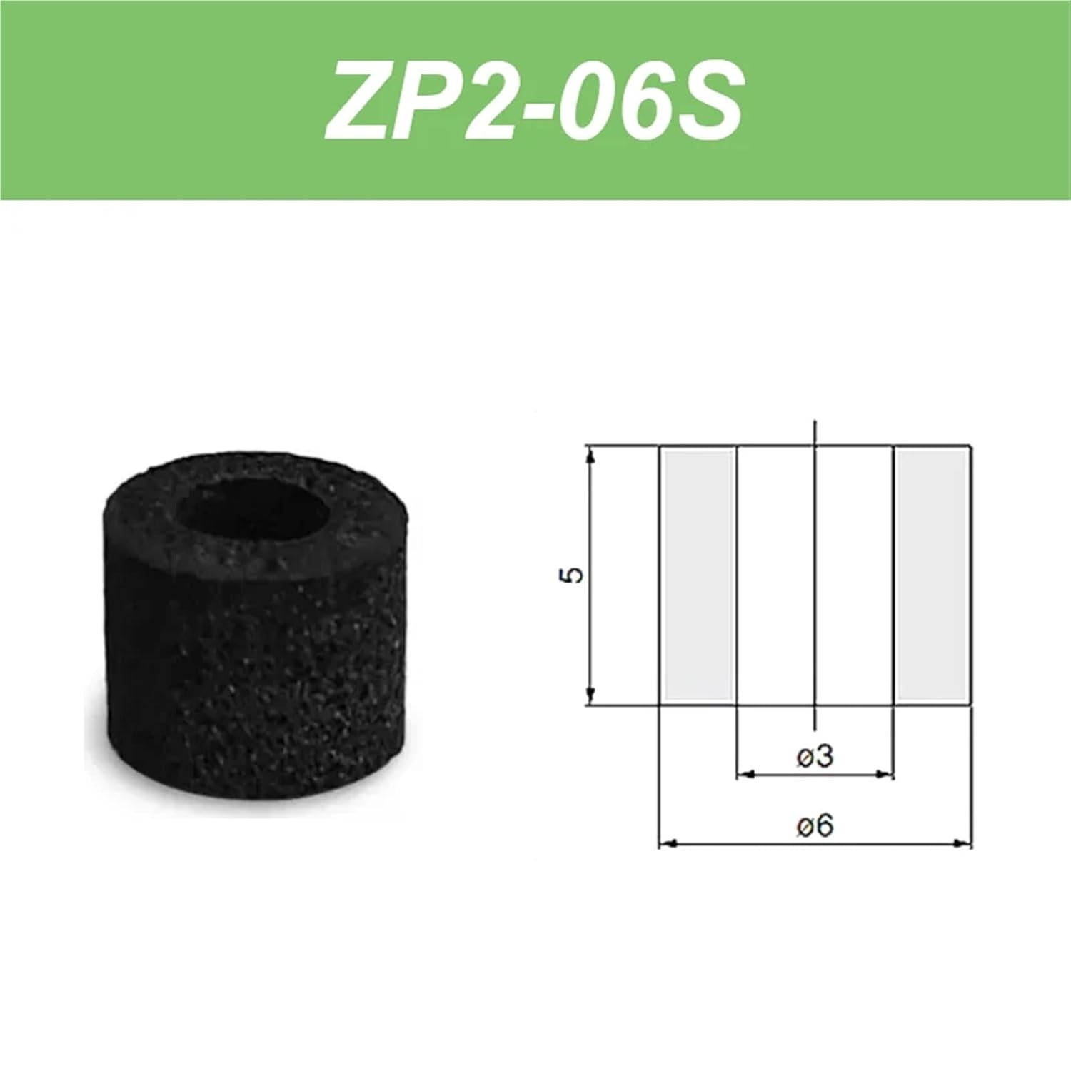 ZP2 Sponge Vacuum Pad, ZP2-T04S-A3 Zp2-T06S-A5 ZP2-T08S-A5 ZP2-T10S-B5 1Pcs(5PCS ZP2-06S)