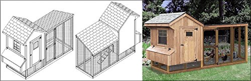 How to Build a Saltbox Chicken Coop with Lean-to Kennel Combo Project Plans, Design 50410LS