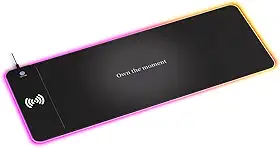 Mouse Pad Gamer RGB Grande com Carregamento sem Fio 15W, Mousepad Extra Grande 80x30cm, Base Antiderrapante, Controle por Toque, 17 Modos de Luz, para Teclado, Mouse, PC e Notebook