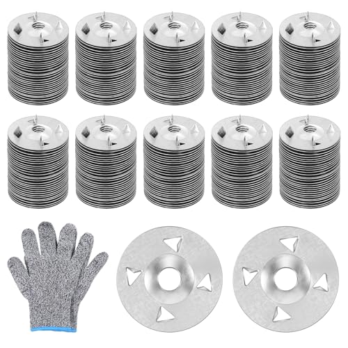 600 Pcs Foam Board Fasteners Washers, 1-1-8 Inch Galvanized Steel Washers with Groove, Rustproof Fixing Hardware for Install Insulation Panels, Securing Backing Boards Drywall Ceiling Tiles