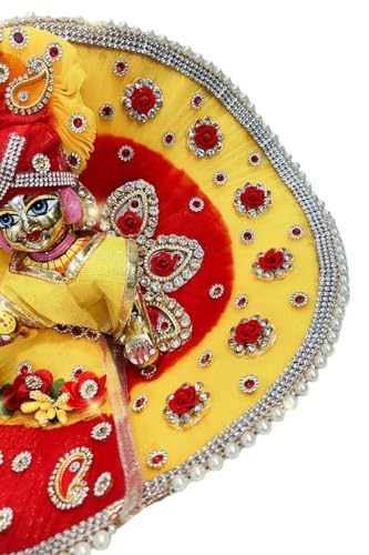Image of Partish Laddu Gopal Janamashtmi Dress l Ladoo Gopal Dress l Kanha Ji Dress Size 1 2 4 5 6 (Size 5, Red1+Yellow)